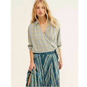 We The Free Running Wild Wrap Tie Flannel Top